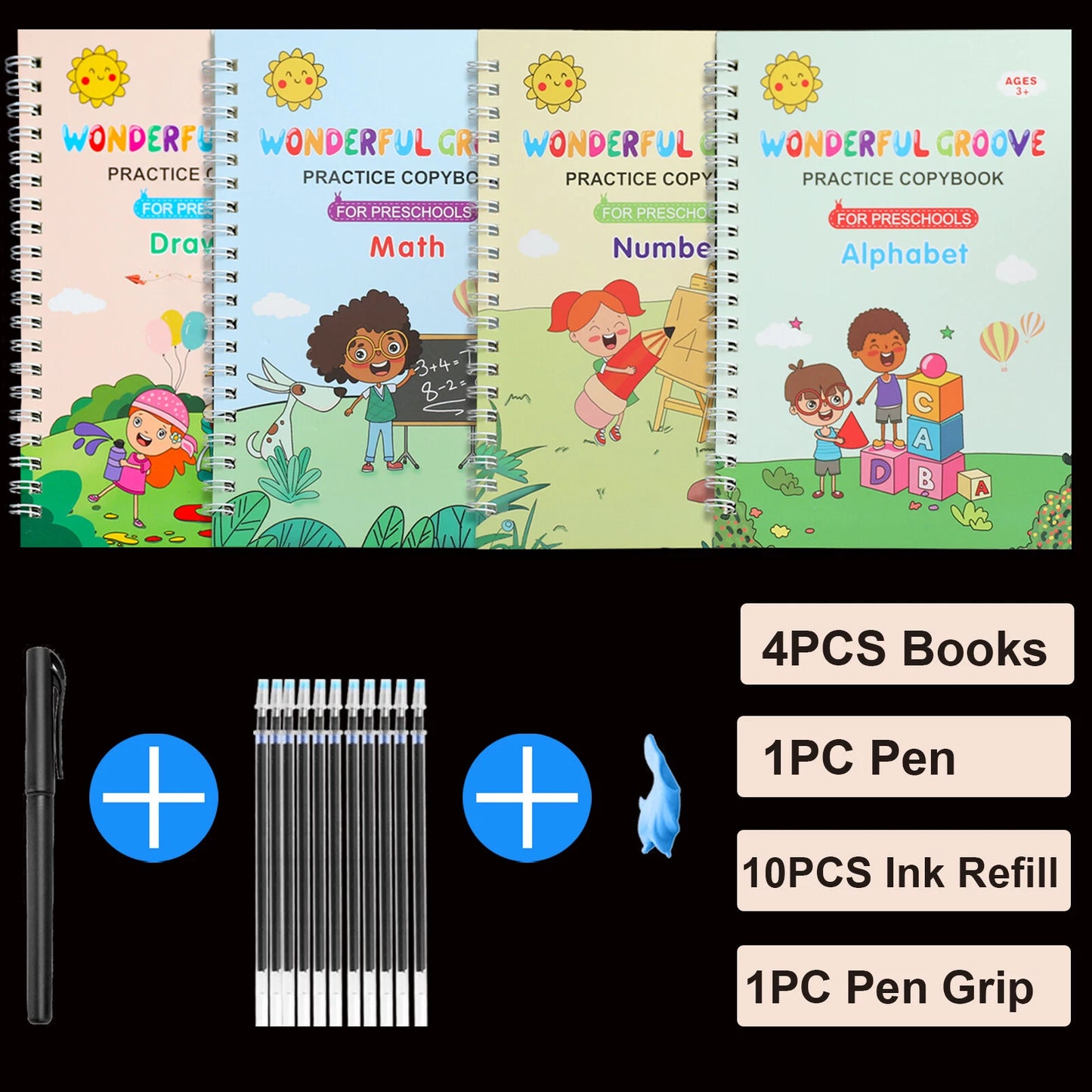 4 Kids Magic Handwriting Copybook Reused Groove Practice Calligraphy Book Math